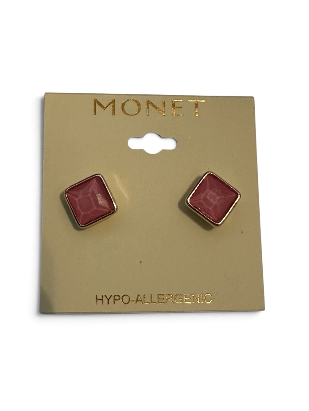 Monet Pink Square Stud Earrings – New on Card